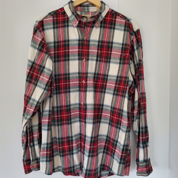 RED HEAD BRAND Men L Red Green Plaid 100% Cotton Button Down Shirt Lumberjack - Picture 1 of 15